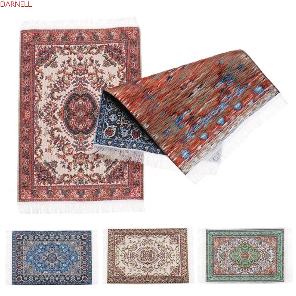 DARNELL Thảm Lót Sàn Mini In Họa Tiết Hoa Trang Trí Nhà Búp Bê 1: 12