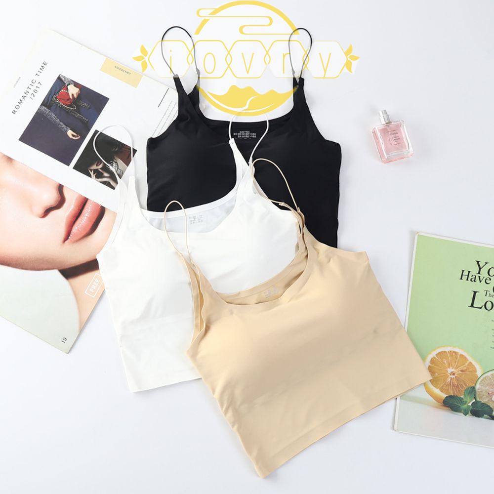 IVORY Áo Lót Lụa Mát Màu Trơn Không Đường May Có Mút Nâng Ngực Thời Trang Cho Nữ