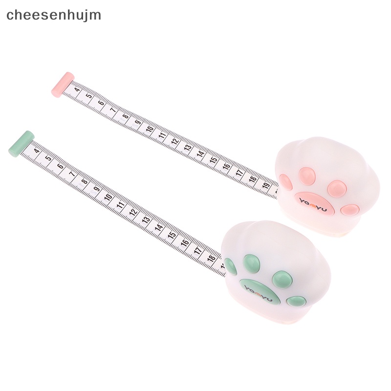 1 Cs Thước Cuộn 1.5m Mini Hình Dấu Chân Mèo Bằng PU Có Thể Thu Gọn Dùng Trong May Vá Retro