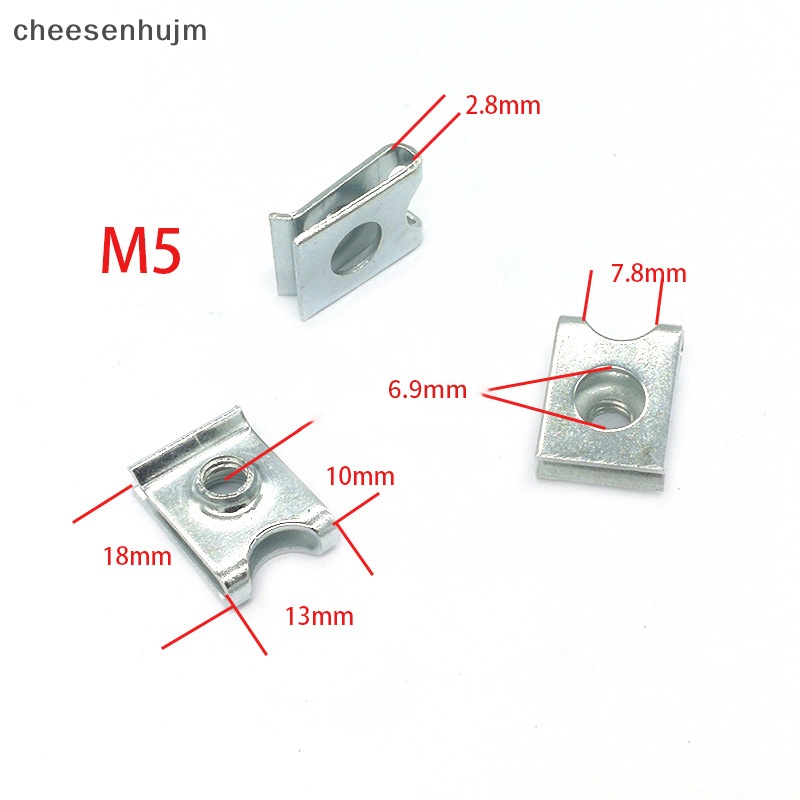 Set 10 Ốc Vít Chữ U Chống Rỉ Sét Cho Xe Hơi / Mô Tô M4 M5 M6