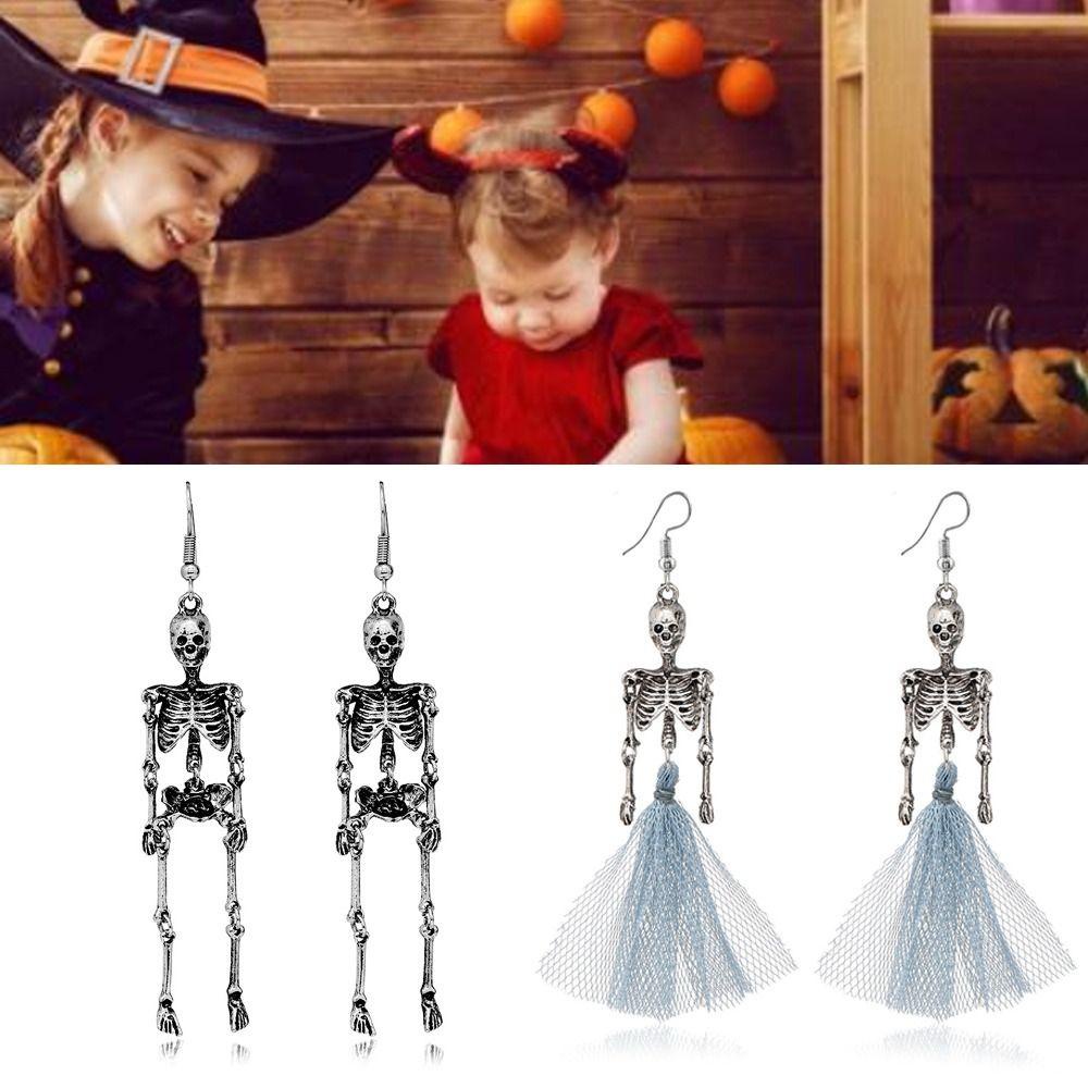 Khuyên Tai Hợp Kim Hình Đầu Lâu Màu Sắc Cổ Điển Phong Cách Halloween