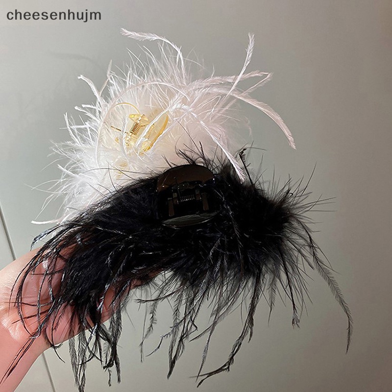 Kẹp Tóc Lông Đà Điểu Dễ Thương Thời Trang Mùa Đông Cho Nữ