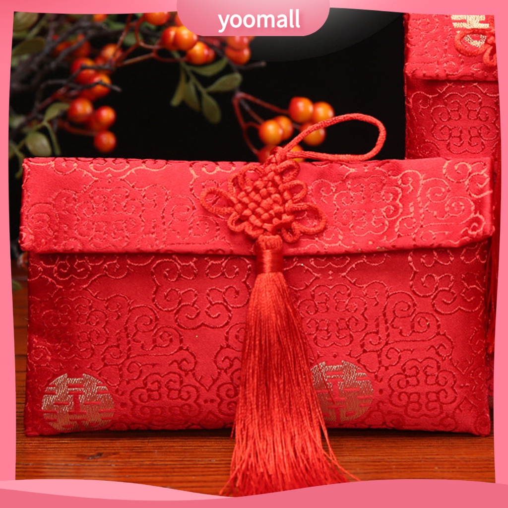 Bao Lì Xì Năm Mới Bằng Vải Màu Đỏ Phong Cách Trung Hoa