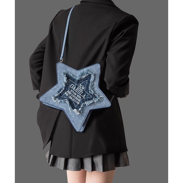 Ba Lô Denim Thêu Chữ Y2K Thiết Kế Mới 2023