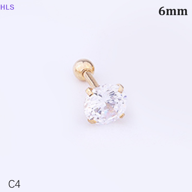 Bông Tai Tròn Bằng Thép Không Gỉ Đính Đá Zircon Thời Trang Dành Cho Nữ