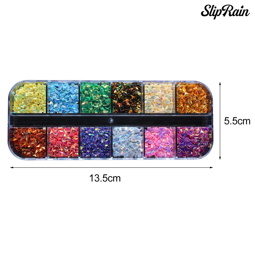 ❀Hộp 12 Ngăn Đựng Hạt Đá Đính Móng Tay Tự Dính Thời Trang Cho Nữ