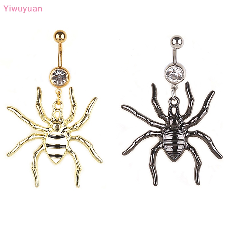 Khuyên Rốn Thép Không Gỉ Hình Nhện Đính Đá Thời Trang Mới