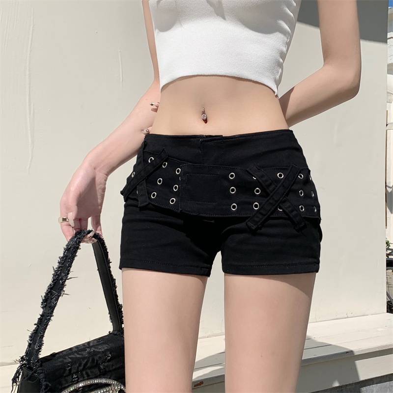 Quần Short Denim Lưng Thấp Co Giãn Tốt Thiết Kế Quyến Rũ Cá Tính