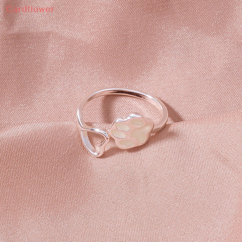 < Cardflower > Nhẫn Dạ Quang Dạng Mở Hình Chân Mèo Sáng Tạo Có Thể Điều Chỉnh Làm Quà Tặng Cho Cặp Đôi Nam Nữ Mới