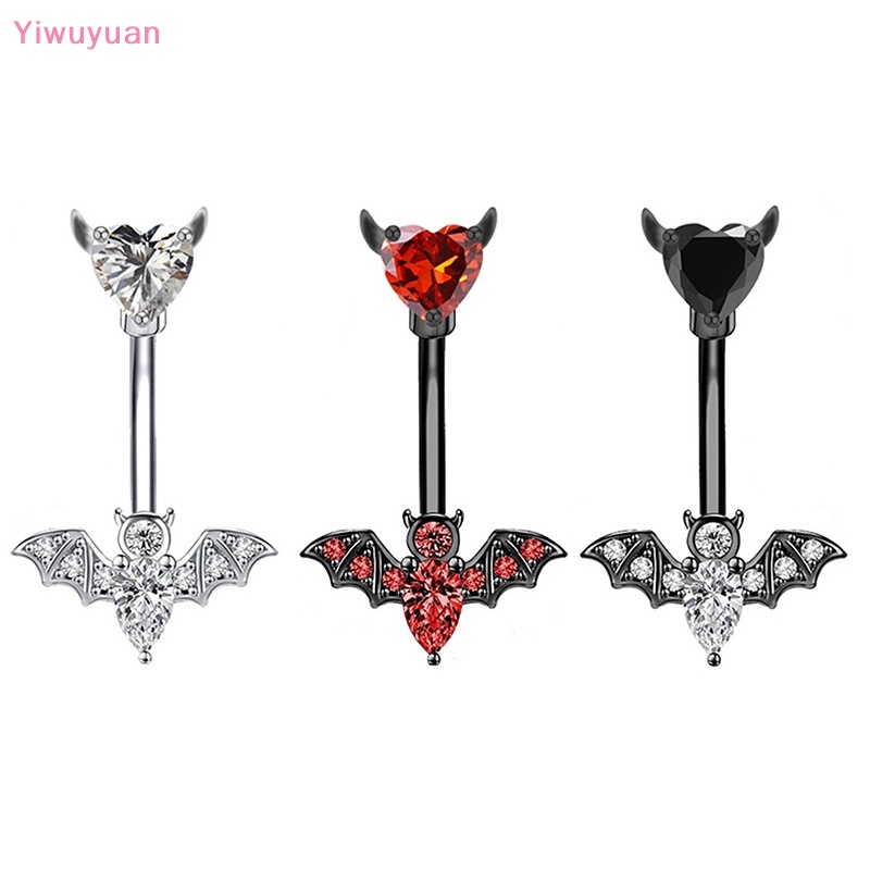 < Yiwuyuan > Khuyên Rốn Hình Dơi Đính Đá Zircon Đỏ Mới Cho Nữ