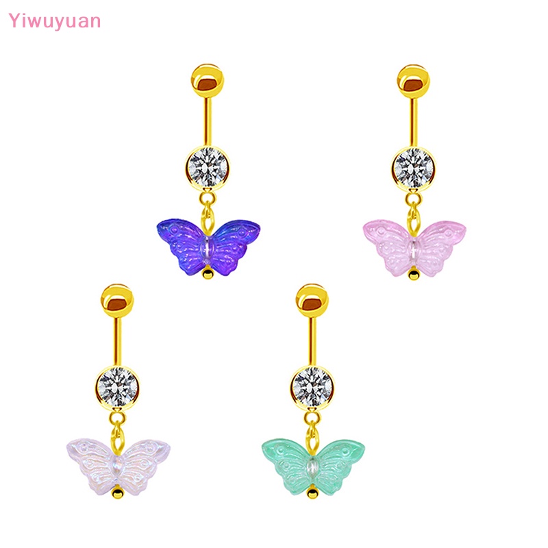 Khuyên Rốn Hình Bướm Đính Đá Bằng Thép Không Gỉ Mới