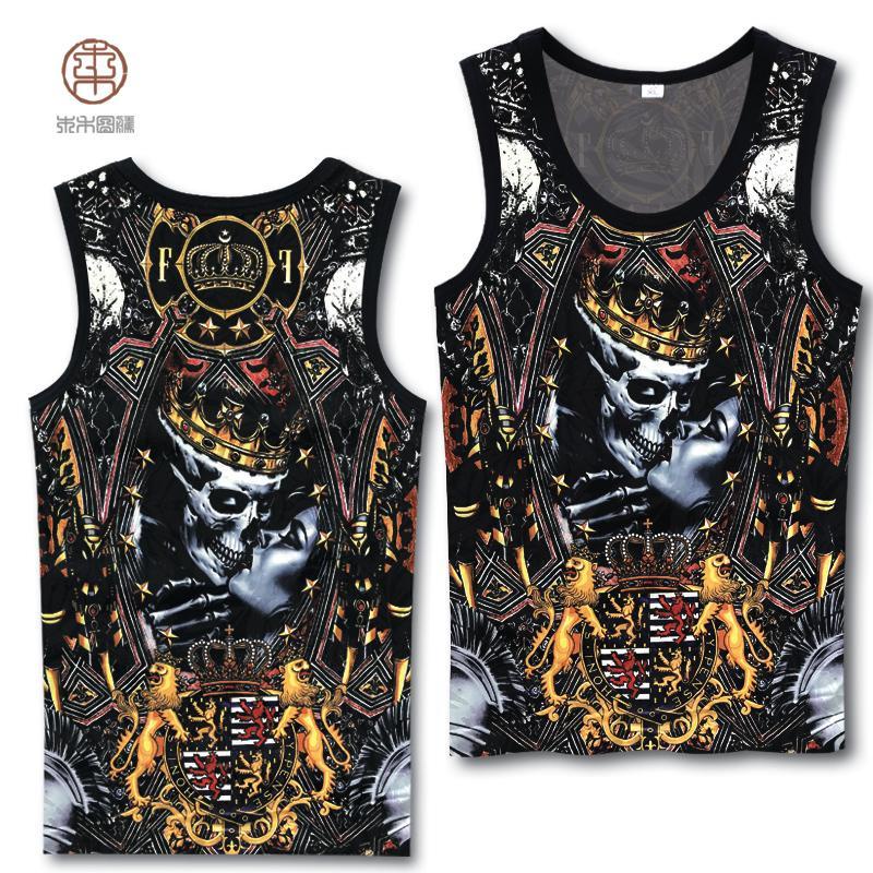 Áo Thun Thể Thao Sát Nách Thoáng Khí In Hình Đầu Lâu Phong Cách Hip Hop Cá Tính