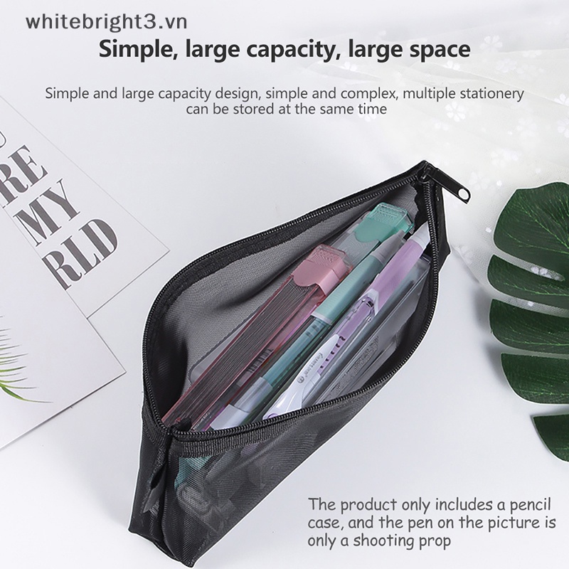 Túi Đựng Bút Dạng Lưới Màu Trong Suốt Tiện Dụng Cho Học Sinh / Văn Phòng
