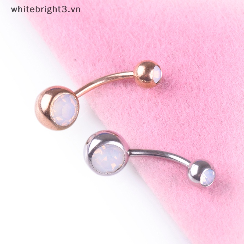 Khuyên Rốn Đính Đá Opal Lửa Trắng .