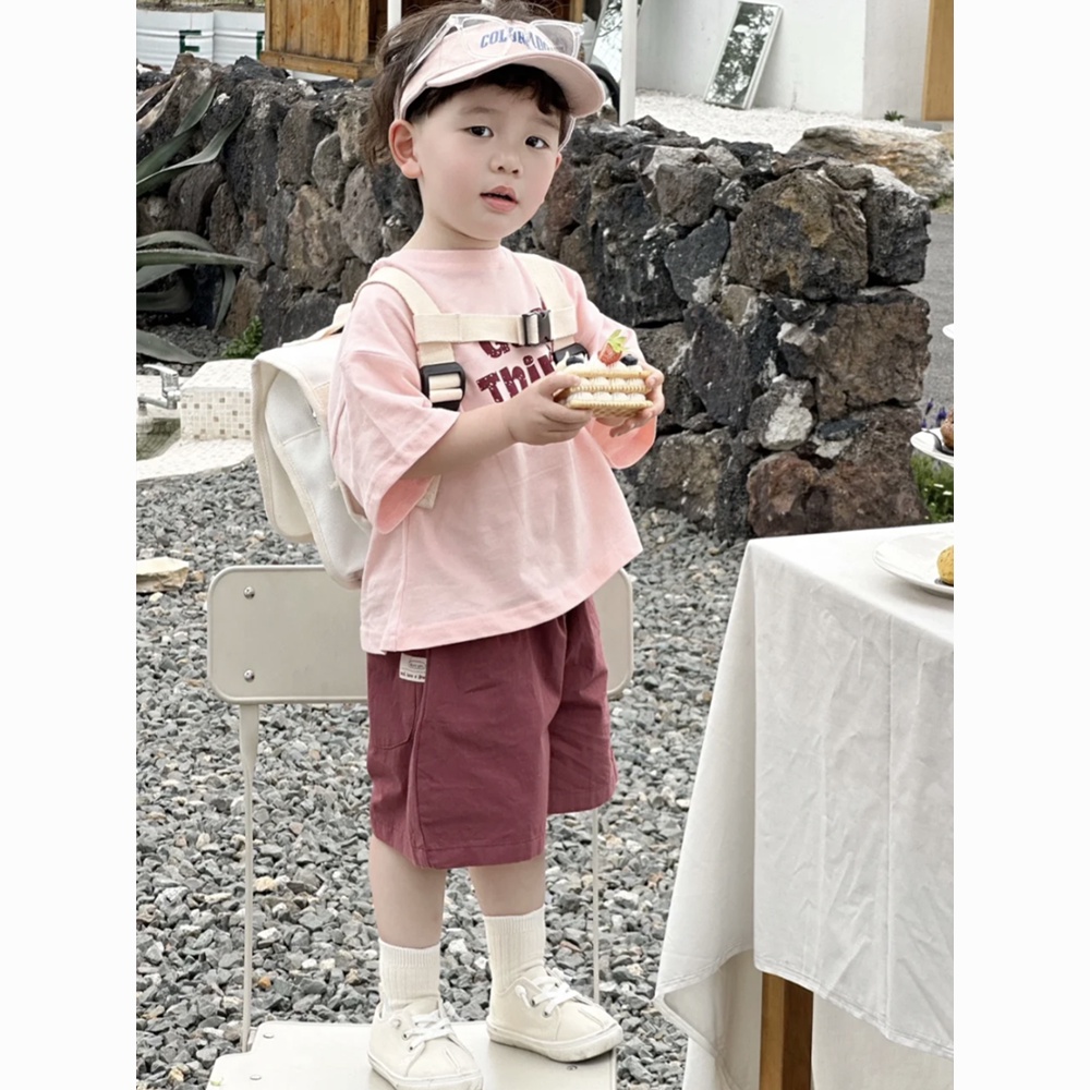 Hàng Có Sẵn Bộ Đồ Cotton Trơn Ngắn Tay Thời Trang Mùa Hè Phong Cách Nhật Bản Jiarumeng Cho Bé Trai @ -