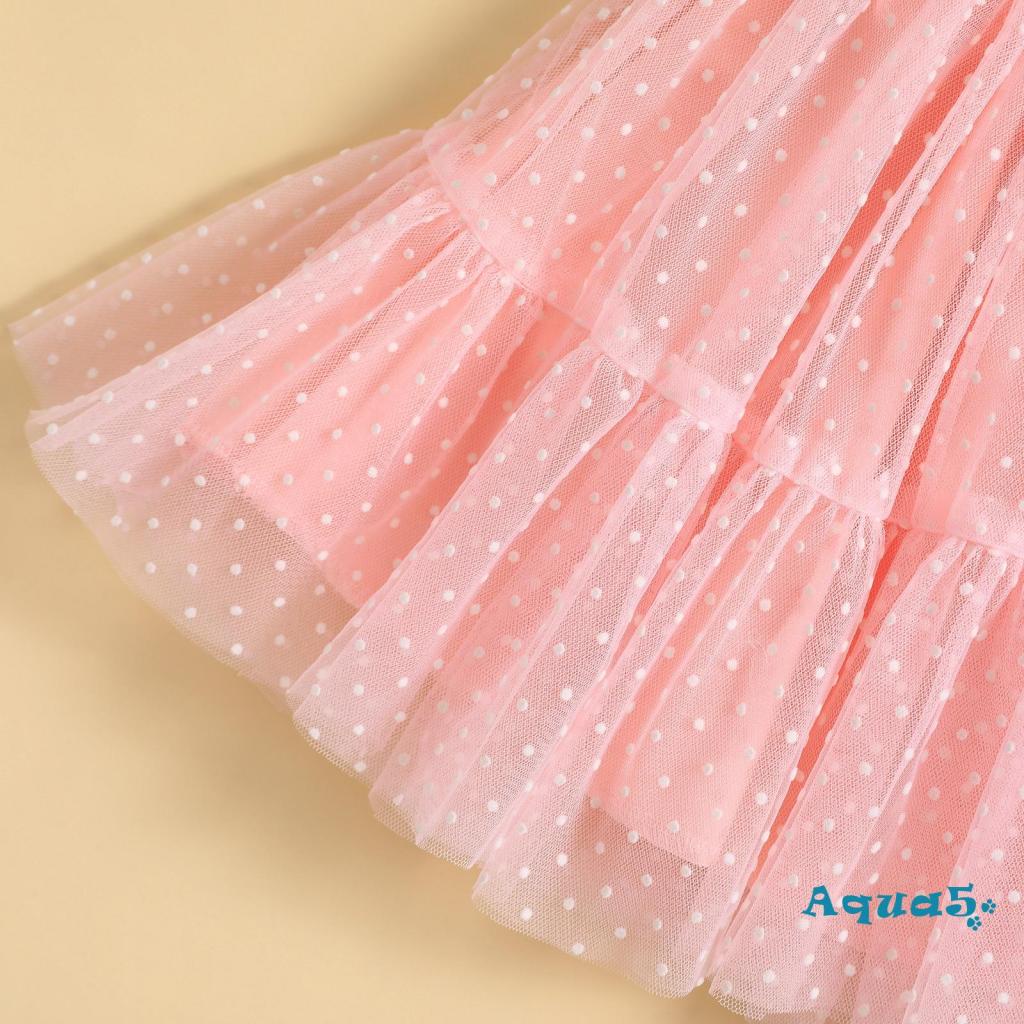 Set Áo Croptop Tay Ngắn + Chân Váy Xếp Ly Chấm Bi Xinh Xắn Cho Bé Gái