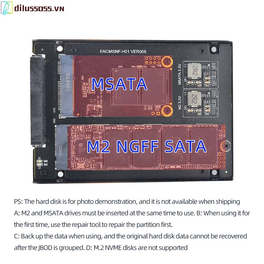 Card Chuyển Đổi M.2 NGFF + mSATA Sang SATA 3.0 6Gbps SSD