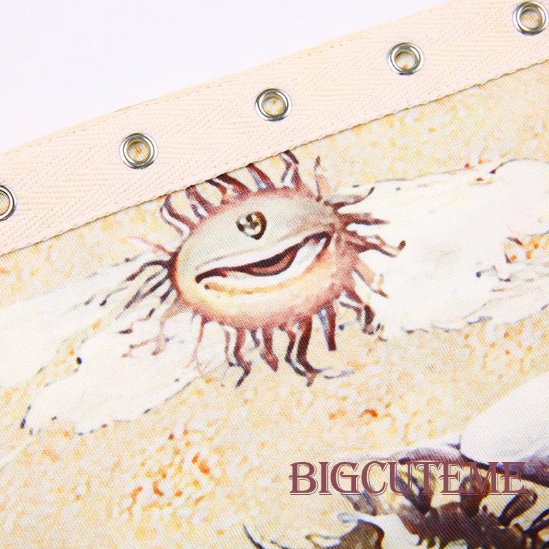 [] - Áo Hai Dây Không Tay Hở Lưng Thắt Nút Không Đối Xứng In Hình Cổ Điển Cho Nữ