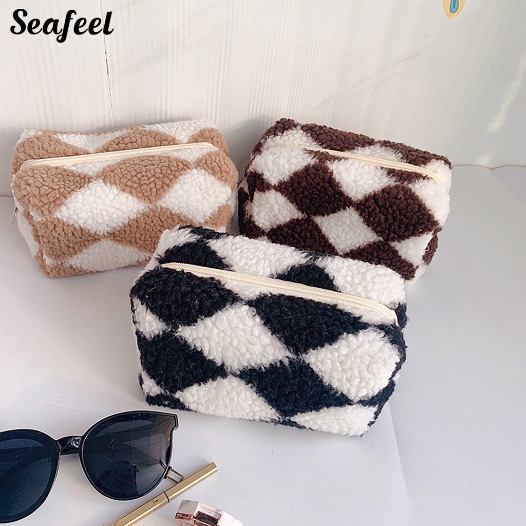 Túi Đựng Đồ Trang Điểm Sức Chứa Lớn Bằng Vải Lông Mềm Mại Cho Nữ