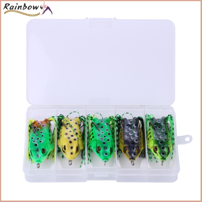 Set 5 Mồi Giả Nhử Cá Hình Ếch 3D Bằng Nhựa Mềm 6cm / 12g
