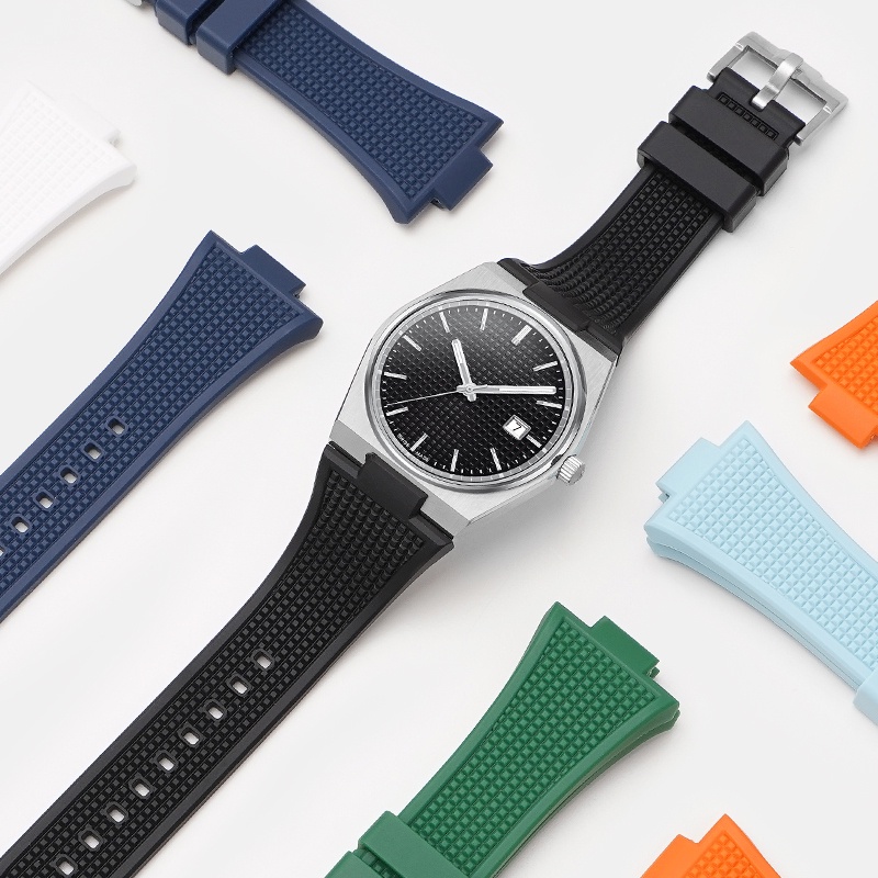 1853 đối với dây đeo đồng hồ tissot prx t137.407 / 410 super player silicone rubber watch bracelet nam và nữ dây đeo cổ tay 26x12mm kết thúc lồi