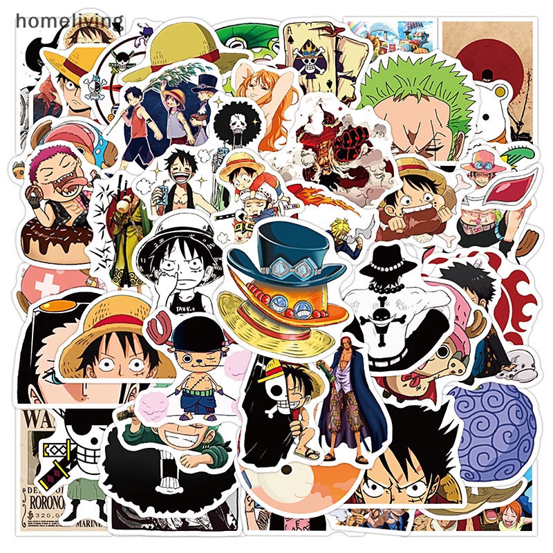 Set 48 / 50 / 60 Miếng Dán Hoạt Hình Luffy Trang Trí Ván Trượt / Máy Tính / Điện Thoại Di Động