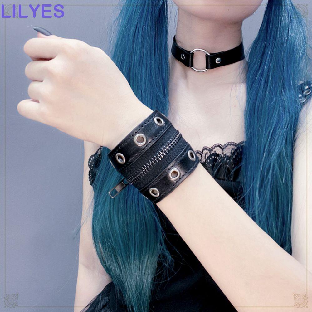 Vòng Đeo Tay Da PU Phối Đinh Tán Phong Cách Gothic Thời Trang Cho Nam Và Nữ