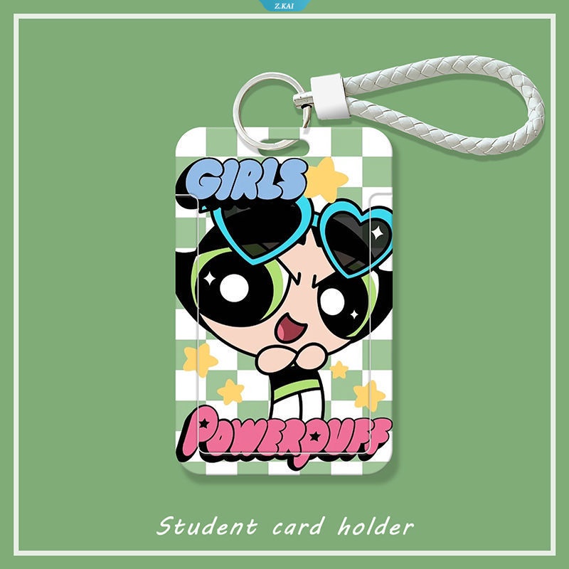 Móc Khóa Đựng Thẻ ID / Thẻ Tín Dụng Họa Tiết Hoạt Hình Powerpuff Girls Có Dây Đeo Dễ Thương