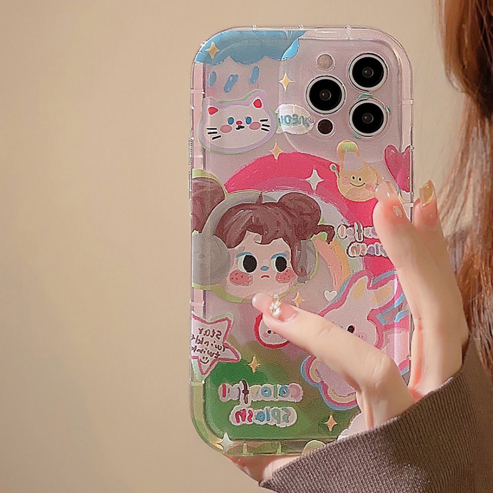 Ốp Điện Thoại TPU Dẻo Họa Tiết Hoạt Hình Cô Gái / Thỏ Dễ Thương Cho IPhone 11 12 13 14 Pro Max