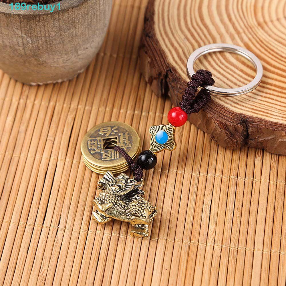 Rebuy1 Phụ Kiện Móc Khóa Xe Hơi Bằng Đồng Thau Handmade Hình Bàn Tính Abacus Phong Thủy May Mắn Có Dây Treo