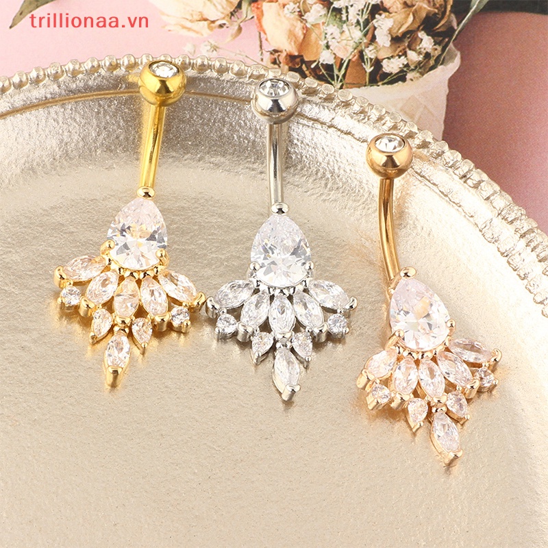 Khuyên Rốn Bằng Thép Không Gỉ Đính Đá Zircon Quyến Rũ Cho Nữ