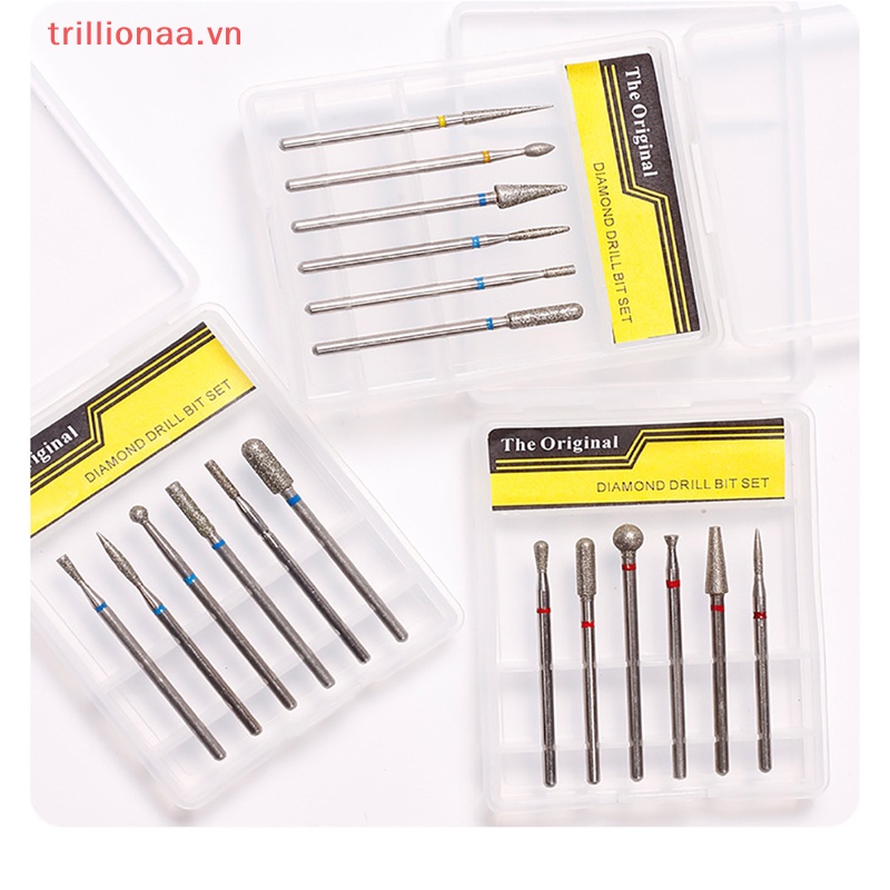 Set 6 Mũi Khoan Kim Cương Chuyên Dụng Cho Máy Mài Móng Tay