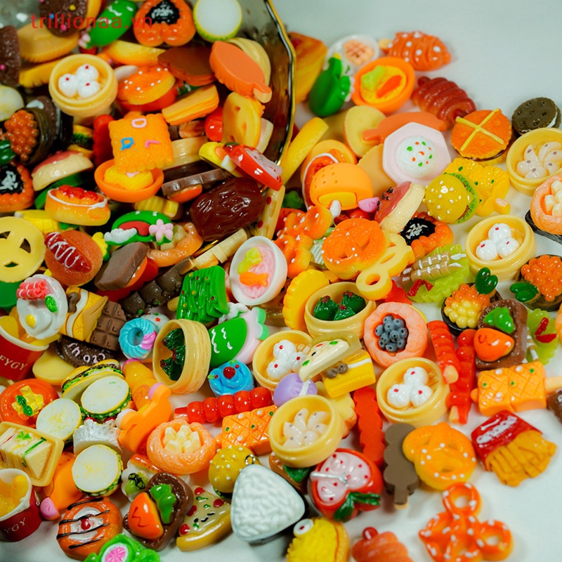 Set 5 Đồ Chơi Mô Hình Thức Ăn Mini Bằng Nhựa Resin DIY