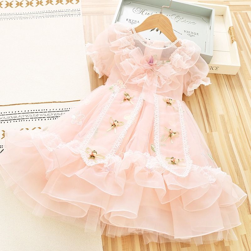 Đầm Công Chúa Tay Ngắn Phong Cách Lolita Thời Trang Mùa Hè 2023 Dành Cho Bé Gái