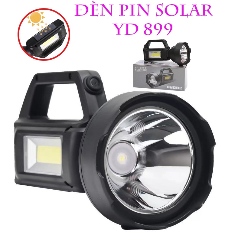 Đèn Pin Siêu Sáng Xách Tay Yd 899 Lớn Nhiều Chế Độ, Sạc Năng Lượng Mặt Trời, Kiêm Sạc Dự Phòng