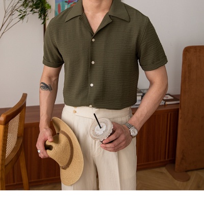 Áo Sơ Mi Ngắn Tay Phong Cách Retro Ý Thời Trang Mùa Hè Giản Dị Dành Cho Nam