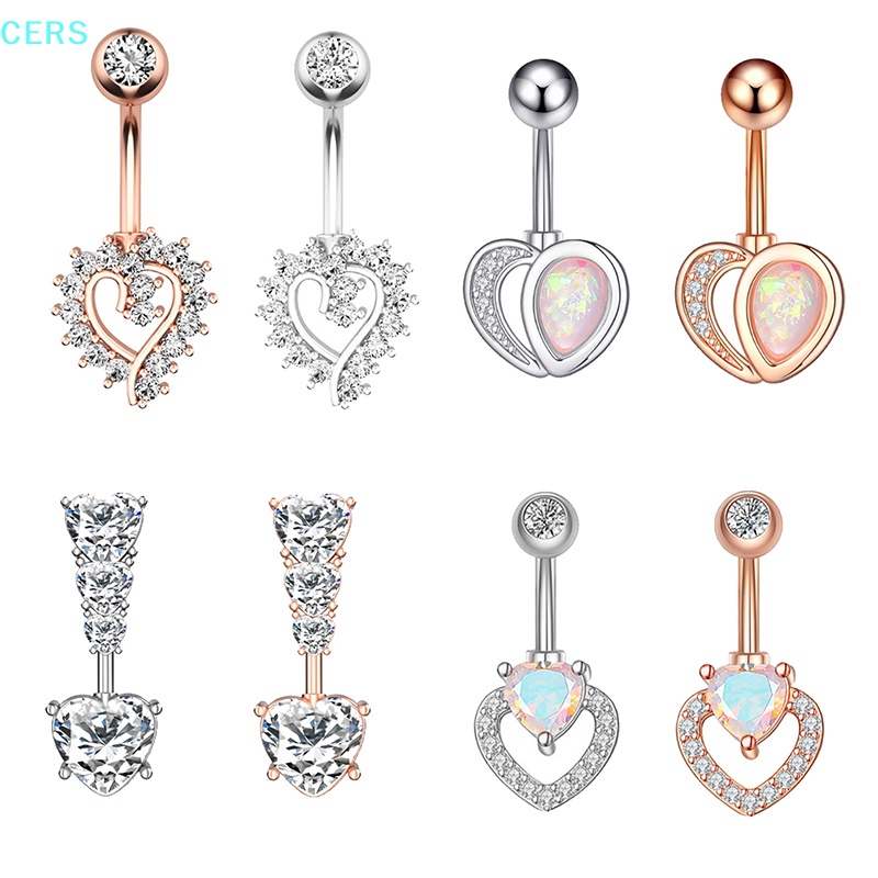 Khuyên Rốn Hình Trái Tim Đính Đá Zircon 14G