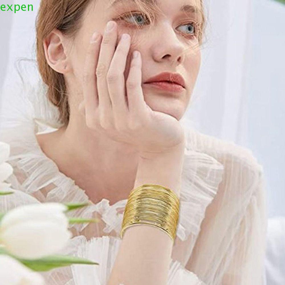 Vòng Đeo Tay Hở Bản Rộng Bằng Hợp Kim Phong Cách Âu Mỹ Đơn Giản Thời Trang Cho Nữ