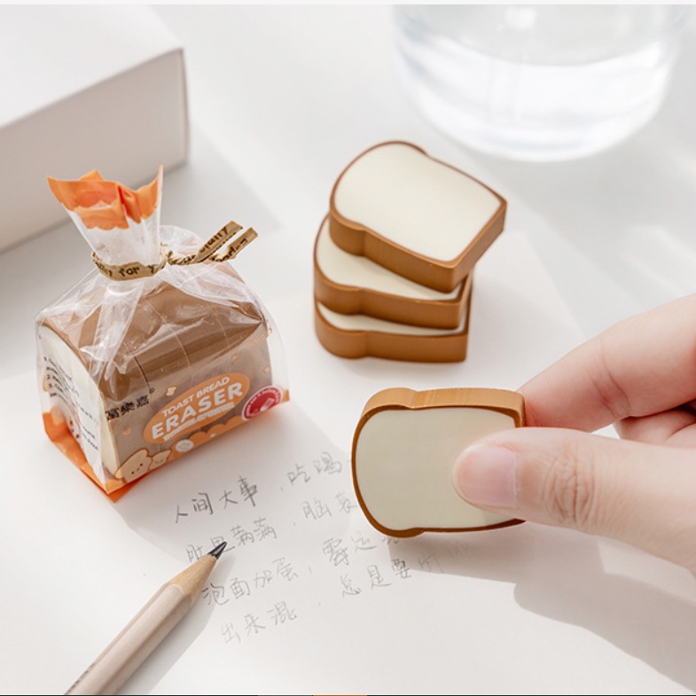 Set 4 Cục Tẩy Hình Bánh Mì Nướng Bằng Cao Su Dành Cho Học Sinh