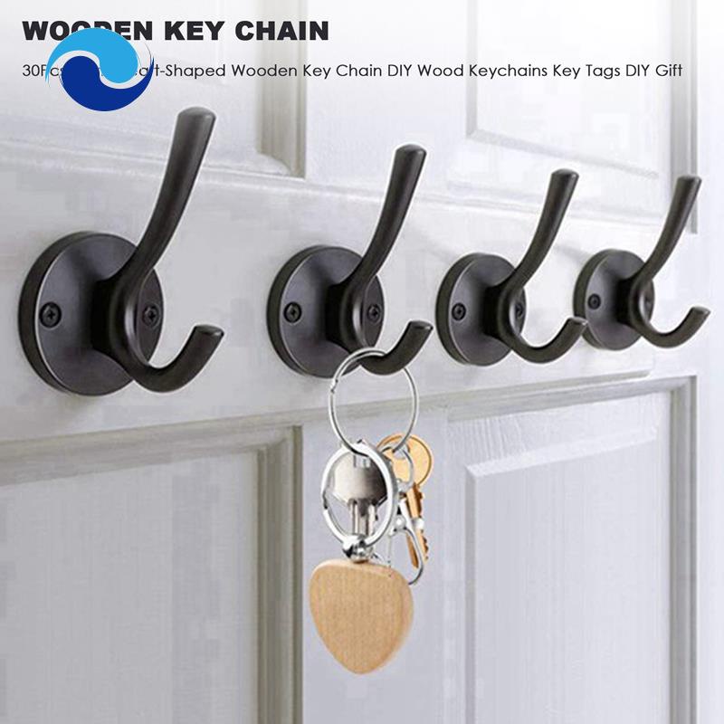 Set 30 Móc Khóa Gỗ Hình Trái Tim Xinh Xắn