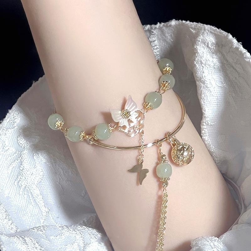 Vòng Tay Hình Bướm Màu Trắng Phong Cách Trung Hoa Đơn Giản Thời Trang