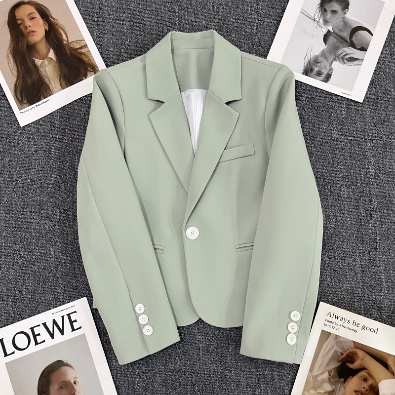 Áo Khoác Vest Siêu Ngắn Màu Xanh Lá Ngọc Lục Bảo Thời Trang Mùa Thu Mới 2023 0040