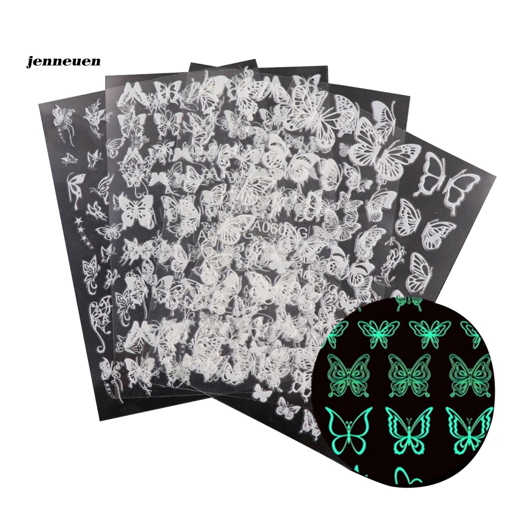 Set 4 / 16 Miếng Dán Hình Bướm 3D Nhiều Màu Sắc Phản Quang Trang Trí Móng Nghệ Thuật