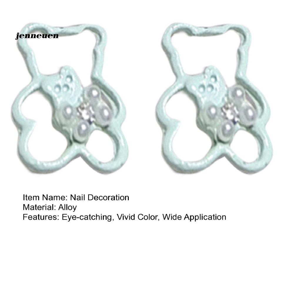 Bộ 2 Phụ Kiện Trang Trí Móng Tay Hình Gấu Hoạt Hình Nhiều Màu Edge