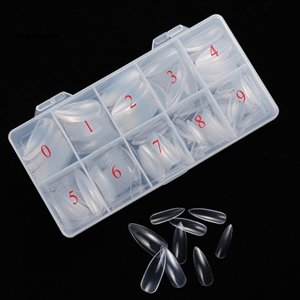 Bộ 500 Móng Tay Giả Đầu Tròn Bằng Acrylic Trong Suốt