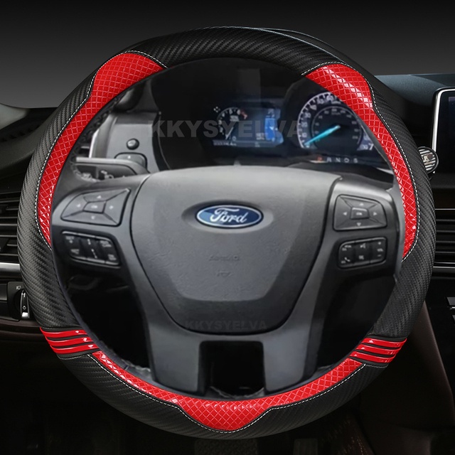 Bao Da Bọc Vô Lăng Xe Hơi Họa Tiết Sợi Carbon Cho Ford Ranger 2016 2017 2018 2019 Everest 2016 2017 2018 2019