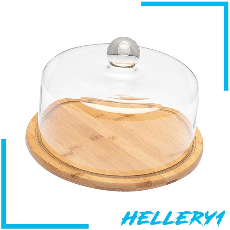 Khay Phục Vụ Bánh Kem Bằng Gỗ Kèm Giá Đỡ Thủy Tinh Chống Lạnh Phong Cách Retro