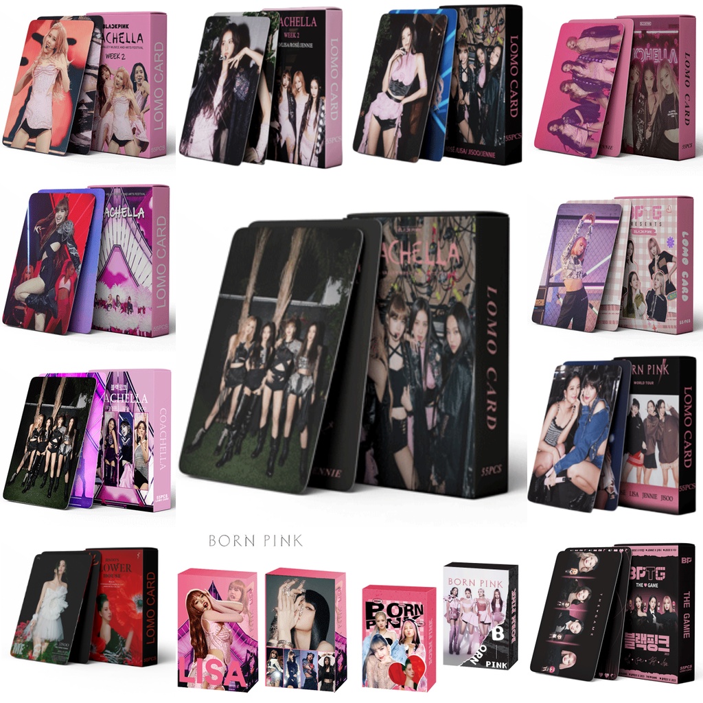Set 55 Tấm Thẻ Ảnh Lomo Nhóm Nhạc Black PINK Coachella BPTG World Tour Jisoo Lisa Jennie Rose