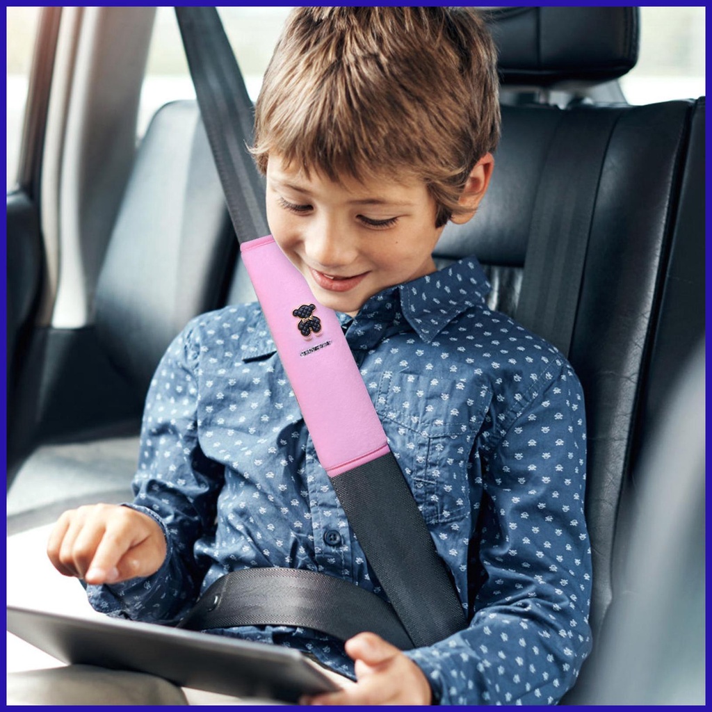 Đệm Bọc Dây Đai An Toàn Xe Buýt / Xe Hơi / Máy Bay Hình Gấu Hoạt Hình Bằng Vải Bông Mềm Mại Thoải Mái