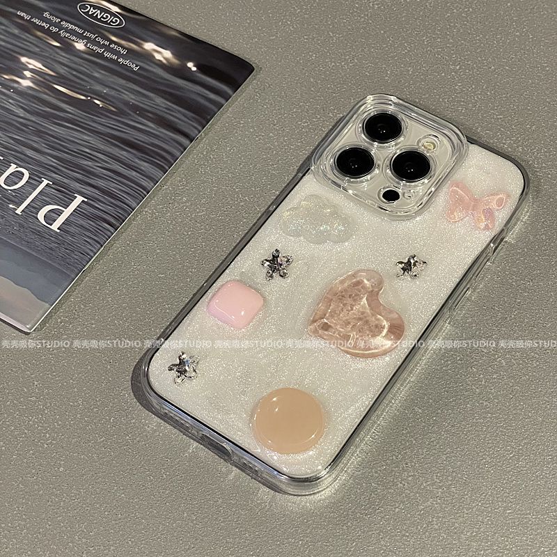 Ốp Điện Thoại Họa Tiết Đám Mây / Bướm / Trái Tim Đính Đá Xinh Xắn Cho Iphone 14promax 13 14pro 13pro 14